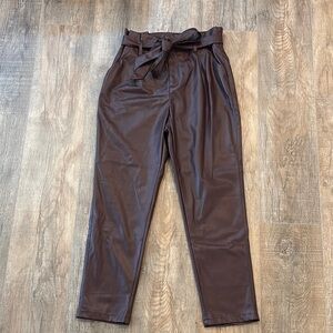 Lucy‎ Paris Women’s Faux Leather High-Waisted Paper bag Trousers Size M